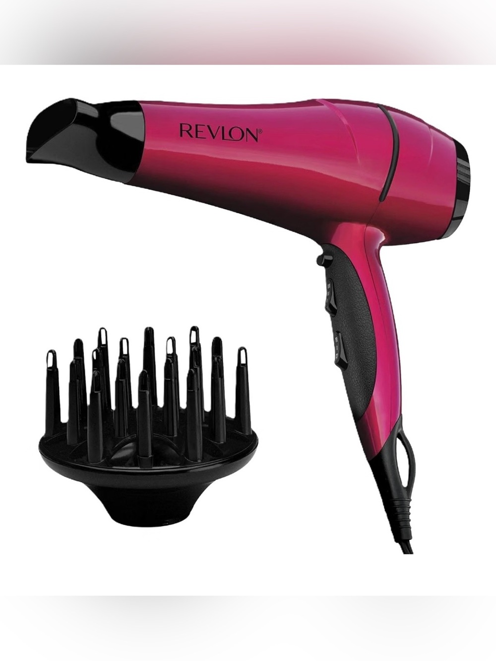 Revlon Metallic Pink Hair Dryer with Diffuser & Concentrator Attachments